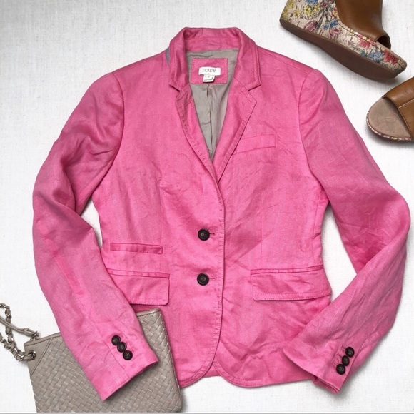 J. Crew Factory Pink school boy linen blazer - Picture 3 of 7